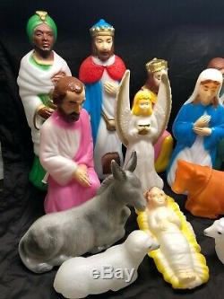 Rare Vintage Empire Blow Mold 12 Piece Table Top Nativity Set