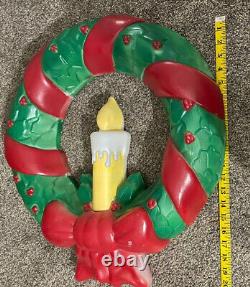Rare Vintage Empire Blow Mold Lighted Christmas Holiday Candle Wreath Approx 22