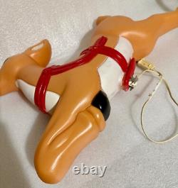 Rare Vintage Grand Venture Blow Mold Reindeer Christmas Santa Sleigh Rudolph