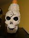 Rare Vintage Halloween Blow Mold Skeleton Skull With Candle