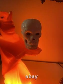Rare Vintage Halloween Witch Blow Mold With Skull Skeleton Tico Toys