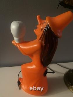 Rare Vintage Halloween Witch Blow Mold With Skull Skeleton Tico Toys