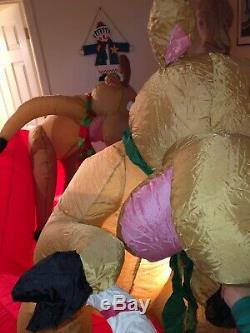 Reindeer Sitting Gemmy Christmas Air Blown Inflatable Rare