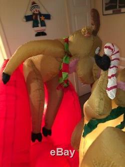 Reindeer Sitting Gemmy Christmas Air Blown Inflatable Rare