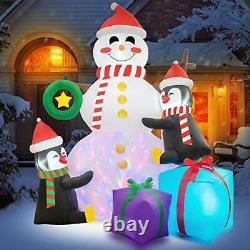 Rocinha Christmas Inflatable Snowman with Penguins Christmas Blow Up Yard Dec