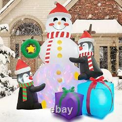 Rocinha Christmas Inflatable Snowman with Penguins Christmas Blow Up Yard Dec