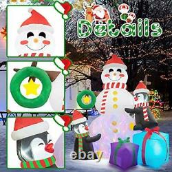 Rocinha Christmas Inflatable Snowman with Penguins Christmas Blow Up Yard Dec