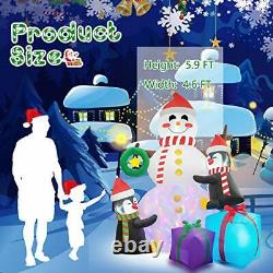 Rocinha Christmas Inflatable Snowman with Penguins Christmas Blow Up Yard Dec