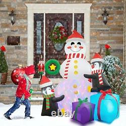 Rocinha Christmas Inflatable Snowman with Penguins Christmas Blow Up Yard Dec