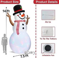 Rotating Lights 14Ft Giant Christmas Inflatable Snowman with Hat&Scarf Christmas