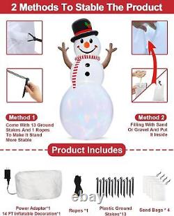 Rotating Lights 14Ft Giant Christmas Inflatable Snowman with Hat&Scarf Christmas