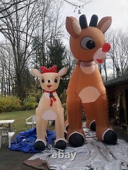 Rudolph The Red nose Reindeer Giant 15 Ft Inflatable, animated, plus 9 Ft Clarice