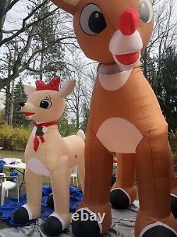 Rudolph The Red nose Reindeer Giant 15 Ft Inflatable, animated, plus 9 Ft Clarice