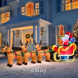 SALE 10 ft Airblown Inflatable Santa Sleigh Reindeer Outdoor Christmas Decor