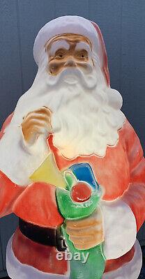 SANTA Vintage 1971 Empire 40 Blow Mold With Stocking Lights up WORKS
