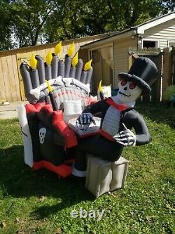 SEE VIDEO! Inflatable Airblown Animated Organ Skeleton Player Piano Halloween