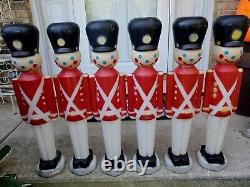 SIX (6) Blow Mold Black Hat Carolina Empire Toy Soldiers Christmas WITH LIGHTS