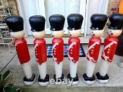 SIX (6) Blow Mold Black Hat Carolina Empire Toy Soldiers Christmas WITH LIGHTS