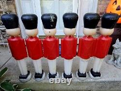 SIX (6) Blow Mold Black Hat Carolina Empire Toy Soldiers Christmas WITH LIGHTS