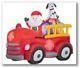 Santa In A Fire Truck Inflatable By Gemmy For Christmas Decor Yard Or Indoor