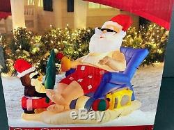 Santa On Vacation Tropical Beach Christmas Inflatable Lighted Yard Decor Penguin