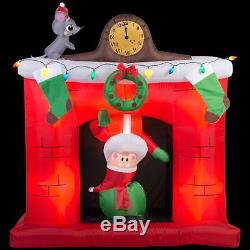 Santa Popping Down Fireplace 5-Ft Lighted Christmas Airblown Inflatable Outdoor