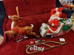 Santa and Sleigh/ Reindeer Lighted Blow Mold, 72 Christmas Yard Decoration, New