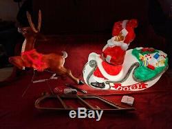 Santa and Sleigh/ Reindeer Lighted Blow Mold, 72 Christmas Yard Decoration, New