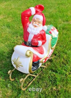 Santa in Sleigh with Noel, Vintage Blow Mold Good Condition