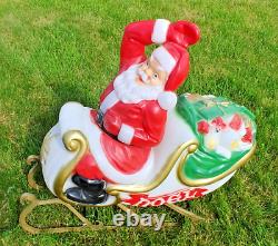 Santa in Sleigh with Noel, Vintage Blow Mold Good Condition