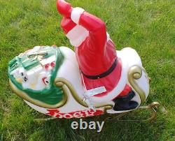 Santa in Sleigh with Noel, Vintage Blow Mold Good Condition