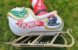 Santa in Sleigh with Noel, Vintage Blow Mold Good Condition