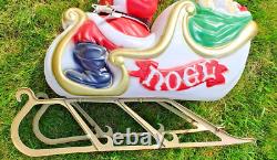 Santa in Sleigh with Noel, Vintage Blow Mold Good Condition