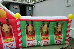 Santa's 8 Reindeer Stable North Pole Airblown Inflatable Christmas 17.7 ft wide