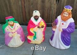 Santa's Best 3 Wise Men Plastic Blow Molds Nativity Illuminated Light Up Lighted