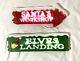 Santa's Workshop & Musical Elves Landing Sign Blow Mold Christmas In July