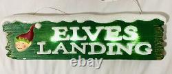 Santa's Workshop & Musical Elves Landing Sign Blow Mold Christmas in July