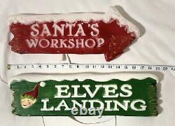 Santa's Workshop & Musical Elves Landing Sign Blow Mold Christmas in July