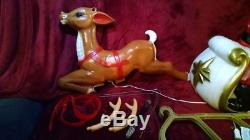Santa with Sleigh and Reindeer Lighted Blow Mold, NEW