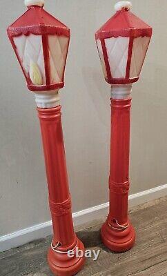 Set Of 2 Vintage Empire Blow Mold Lantern Candle Lamp Post Street Light Dickens