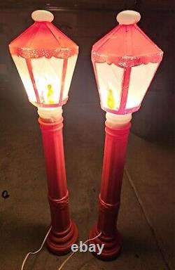 Set Of 2 Vintage Empire Blow Mold Lantern Candle Lamp Post Street Light Dickens