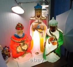 Set Of 3 General Foam Plastic Blow Mold Lighted Nativity Scene 3 Wise Men Kings