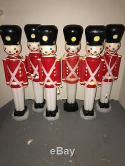 Set Of 6 Black Hat Blow Mold Soldiers! Christmas Outdoor Lighted! 31