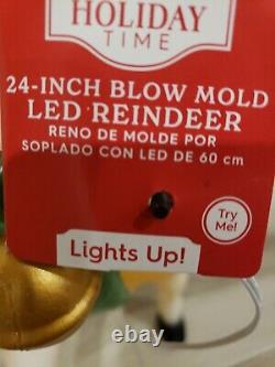 Set of 2 Holiday Time Christmas Girl Reindeer Doe 24 Inch LED Lighted Blow Mold