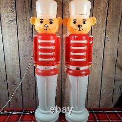Set of 2 Teddy Bear Soldier Blow Mold DON FEATHERSTONE Union Products Christmas