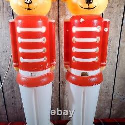 Set of 2 Teddy Bear Soldier Blow Mold DON FEATHERSTONE Union Products Christmas