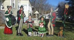 Set of 6 Life Size Wood J. Langelier Victorian Christmas Carolers Lawn Ornaments