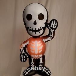 Skeleton Blow Mold 24 Tall Halloween Lighted Pumpkin Hollow