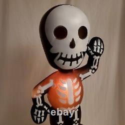 Skeleton Blow Mold 24 Tall Halloween Lighted Pumpkin Hollow