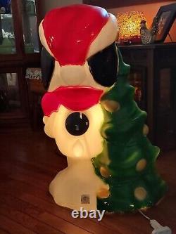 Snoopy Christmas Blow Mold Peanuts Tree Woodstock General Foam 30 Vintage